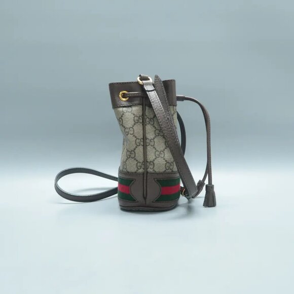 100% Authentic GUCCI  Ophidia Brown Canvas Shoulder Bag 929-101524 - Picture 3 of 12